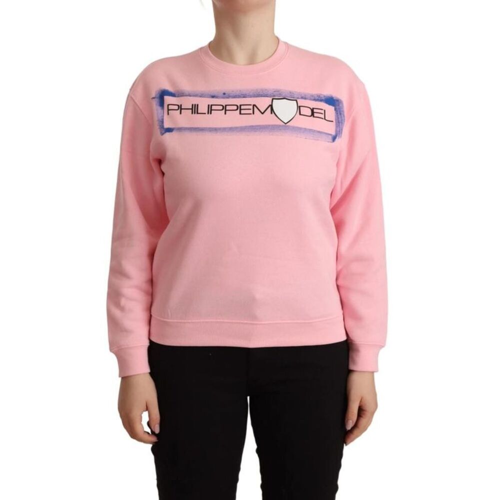 Philippe Model Printed Long Sleeves Pullover Sweater Women Pink Sweaters